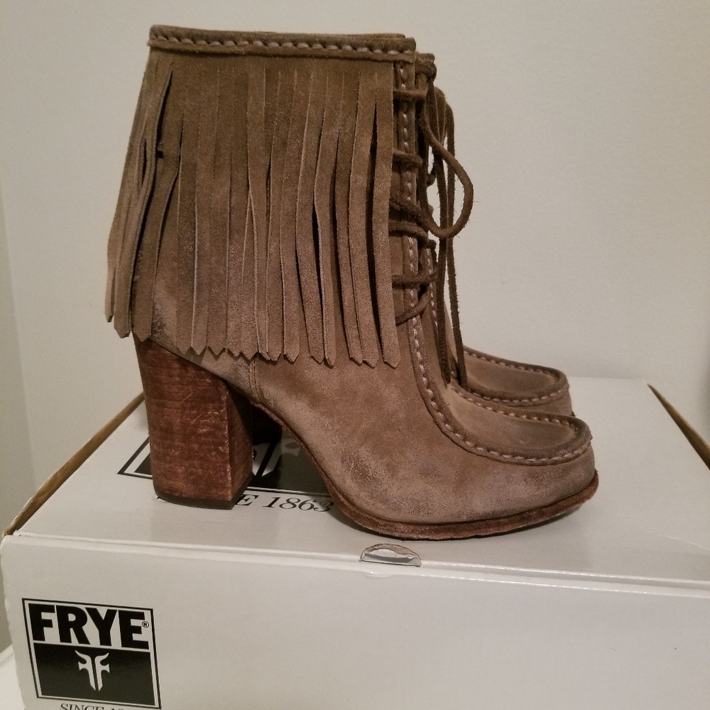 Fringe Taupe Suede Frye Boots